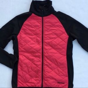 Marmot Pink Black Zip Front Quilted Jacket Small